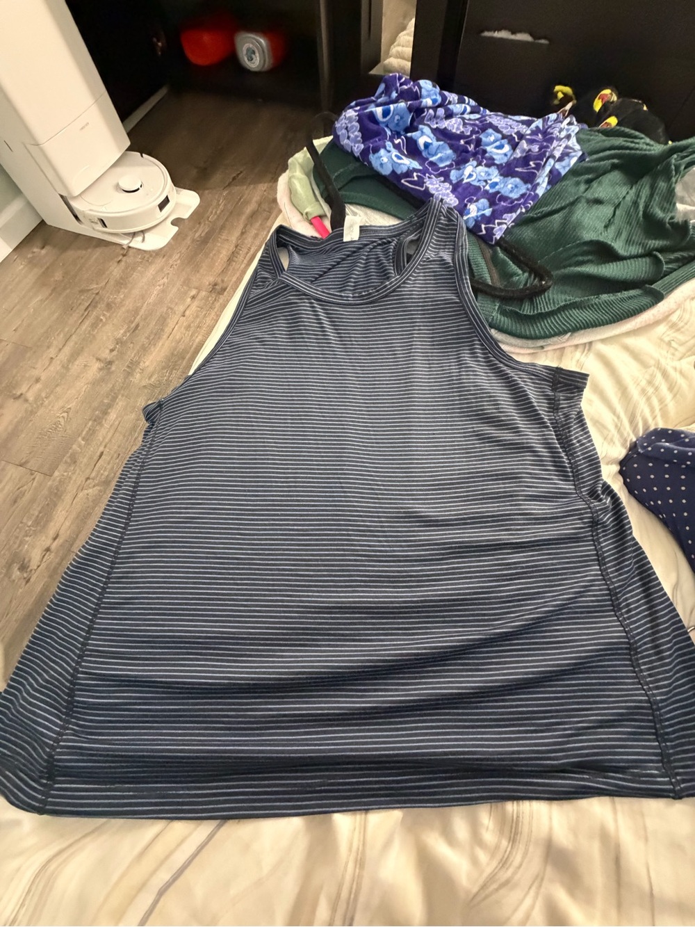 Jockey Navy and White Striped Racerback Tank